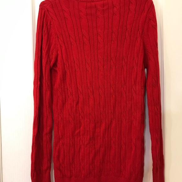 Lacoste Red V-Neck Sweater - Picture 3 of 7